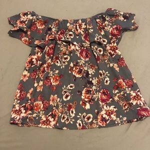 Open back floral off the shoulder top
